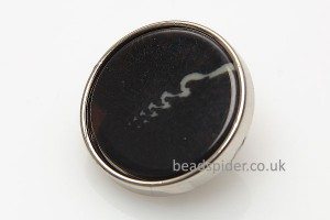 Silver Plate with Black Round Shank Buttons