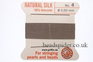 Grey 100% Silk Knotting Thread size 4
