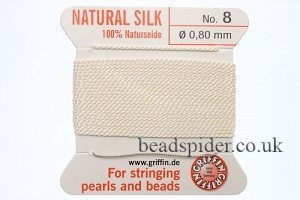 White 100% Silk Knotting Thread size 8
