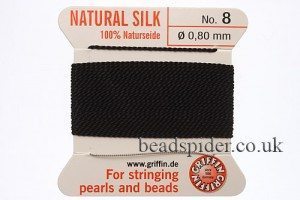 Black 100% Silk Knotting Thread size 8