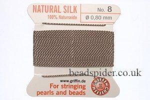 Grey 100% Silk Knotting Thread size 8