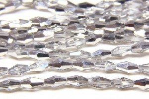 Silver and Clear Crystal Long Bicone