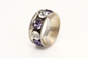 Amethyst and Clear Antiqued Ring
