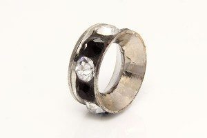 Jet and Clear Antiqued Ring