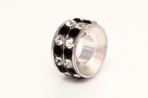 Jet and Clear Double Row Ring