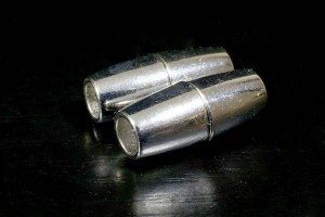 4mm Hole Silver Barrel Magnetic Glue-in Clasp