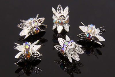 6mm Double Bead Cap Crystal AB Rondelle