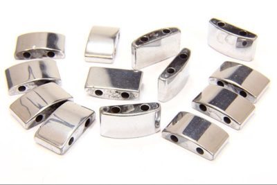 Silver Rectangle Hematite Duo