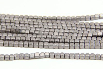  Matte Silver Rounded Hematite Cubes