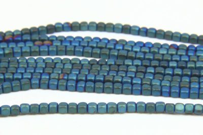  Matte Bluegrass Rounded Hematite Cubes