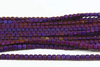  Matte Mystic Purple Rounded Hematite Cubes