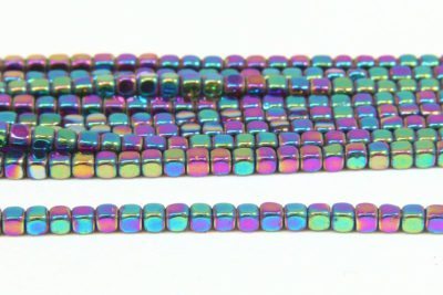  Rainbow Rounded Hematite Cubes