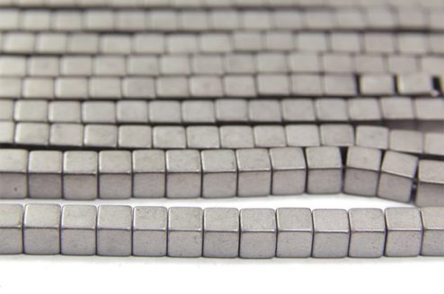 Matte Silver 4mm Hematite Cube