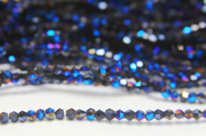 2mm Blue Midnight Crystal Bicones