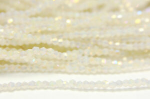 2mm Alabaster AB Crystal Bicones