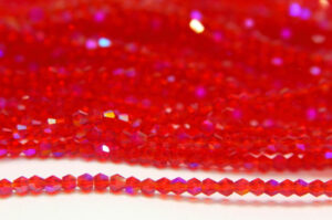 2mm Sapphire Coated Ruby Crystal Bicones