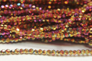 2mm Metallic Magenta Rose Crystal Bicones