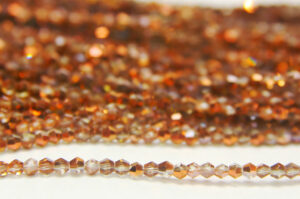2mm Demi Coated Rose Gold Crystal Bicones