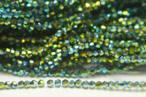 2mm Metallic Bluegrass Crystal Bicones