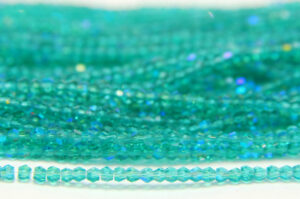 2mm Sapphire Coated Teal Crystal Bicones