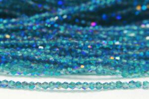 2mm Teal Peacock Crystal Bicones