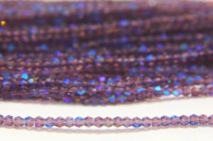 2mm Sapphire Coated Purple Crystal Bicones