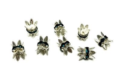 6mm Teal Double Bead Cap Crystal Rondelle