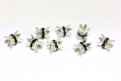 6mm Jet Black Double Bead Cap Crystal Rondelle