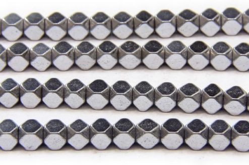 Silver 3mm Facetted Hematite Cubes