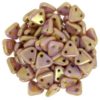 Gold Lustred Rose 2-Hole Triangle Beads