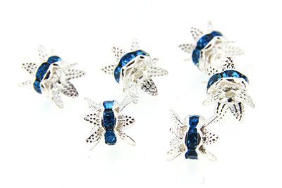 8mm Double Bead Cap Teal Crystal Rondelle