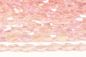 Rose Quartz AB Crystal Long Bicone