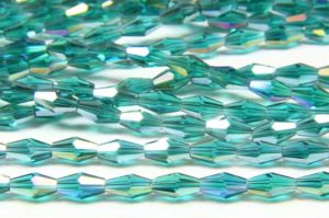 Teal AB Crystal Long Bicone