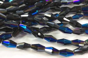 Electric Blue AB Crystal Long Bicone