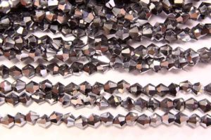 Metallic Silver Crystal Bicones