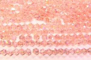 Rose Quartz AB Crystal Bicones