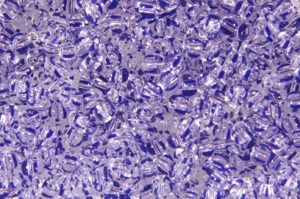 Blue Striped on Crystal Preciosa Seed Beads