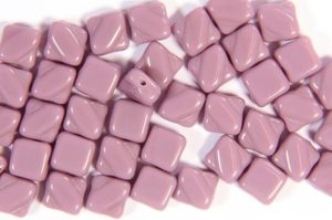Opaque Violet Chalk Czech Silky Beads