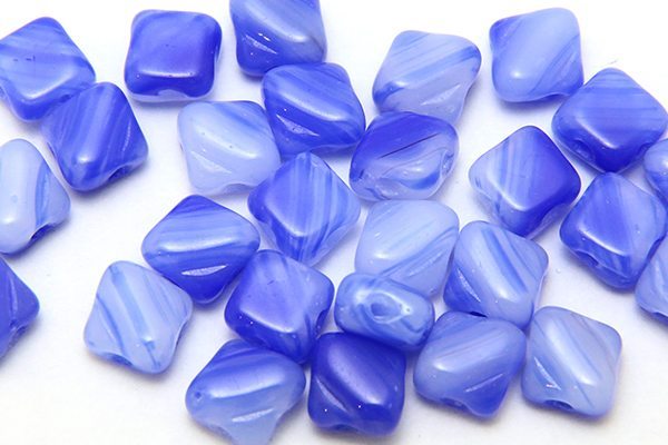 Blue Sky Swirl Czech Silky Beads