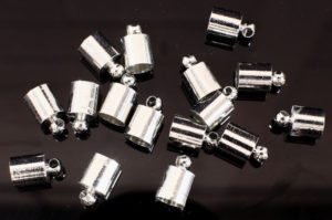 6mm Silver Glue In End Caps 16pcs