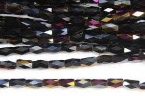 Jet AB Facetted Crystal Bugles