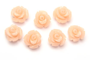 Shell Pink Rose Hand Crafted Gemstone Flowers