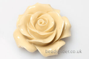 25mm Cream Rose Gemstone Flower Bead