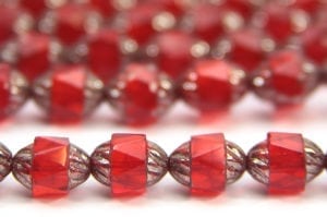 Ruby Firepolish, Silver Crowned Czech Bols