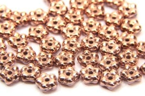 Metallic Rose Gold Czech Glass Daisy Spacers