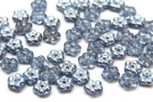 Metallic Dusty Blue Czech Glass Daisy Spacers