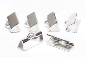 13mm Ribbon Ends Silver on Brass