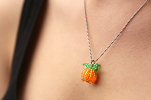 Jack-O-Lantern Pumpkin Charm Necklace and Earrings