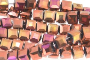 Golden Pink Crystal Cube