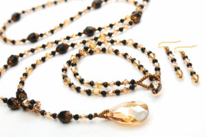 Art Deco Coco Lariat Necklace, Bracelet and Earrings